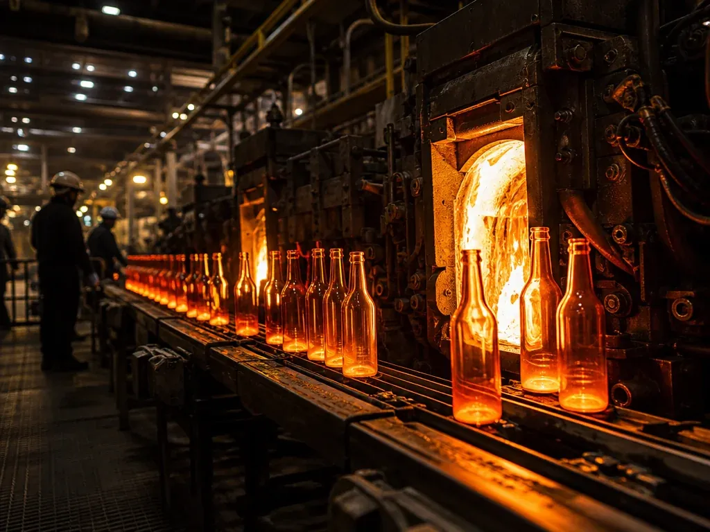 Glass furnace on a bottle production line