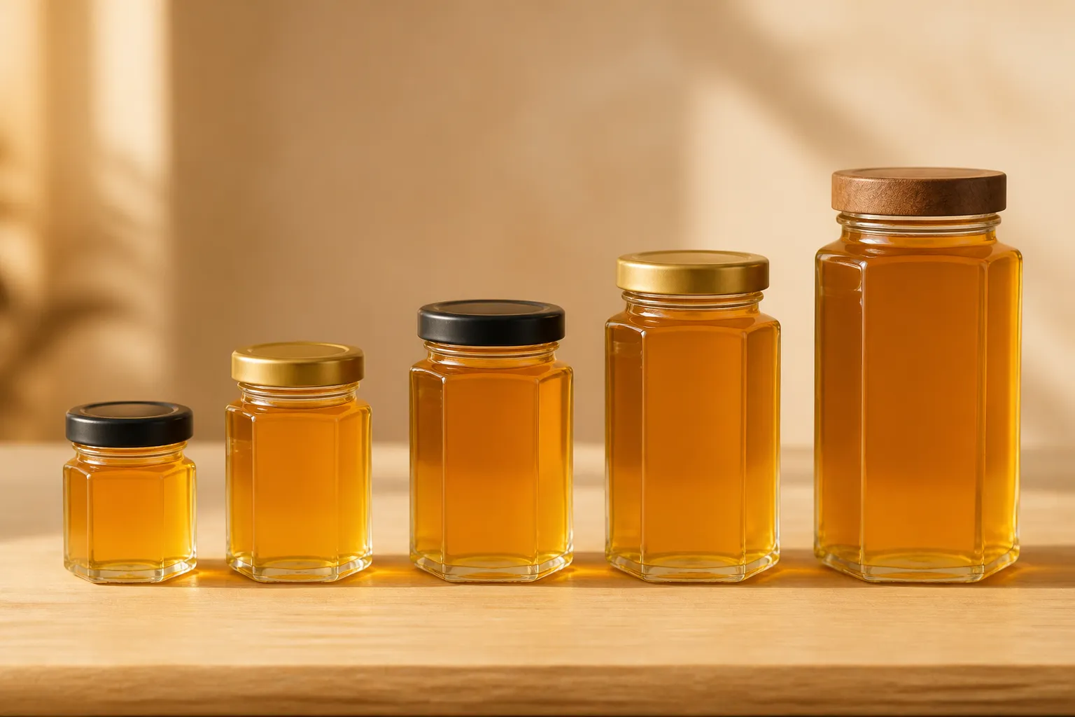 Hexagonal Honey Jar – 500 ml (view 2)