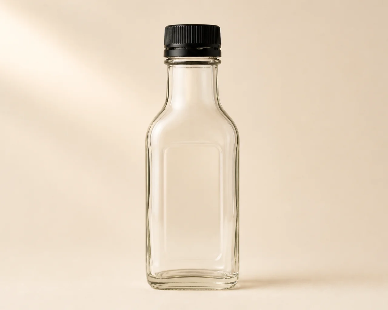 Botella transparente para salsa