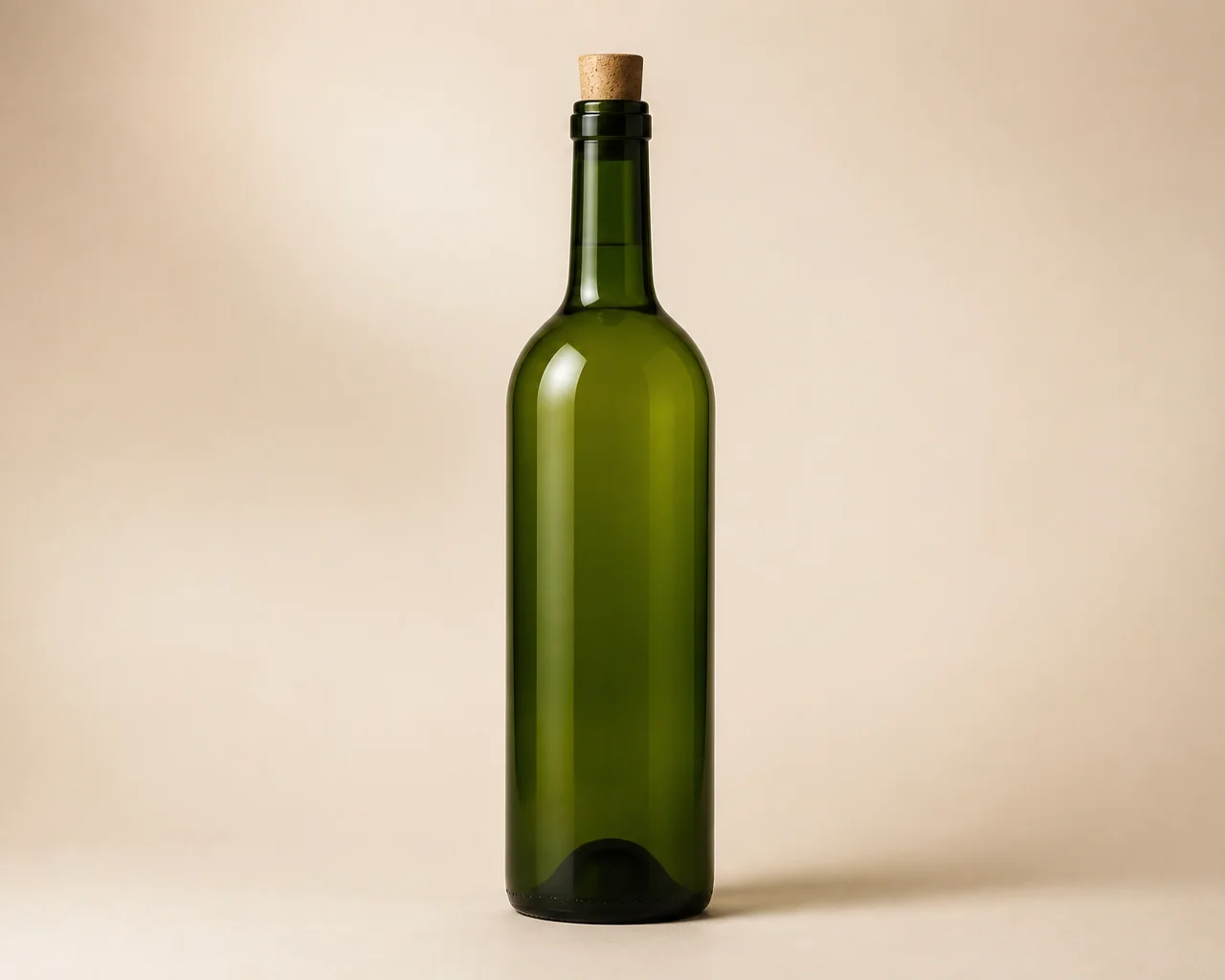 Botella de vino verde